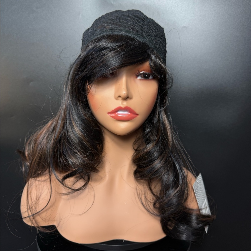 Elegant Black and Brown Women's Wig 22 inch long premium quality synthetic hair - Picture 9 of 11